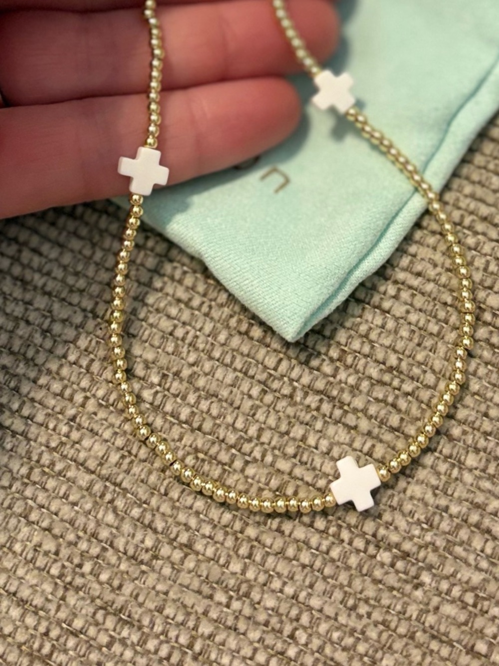 Beaded cross necklace/choker - Picture 2 of 3